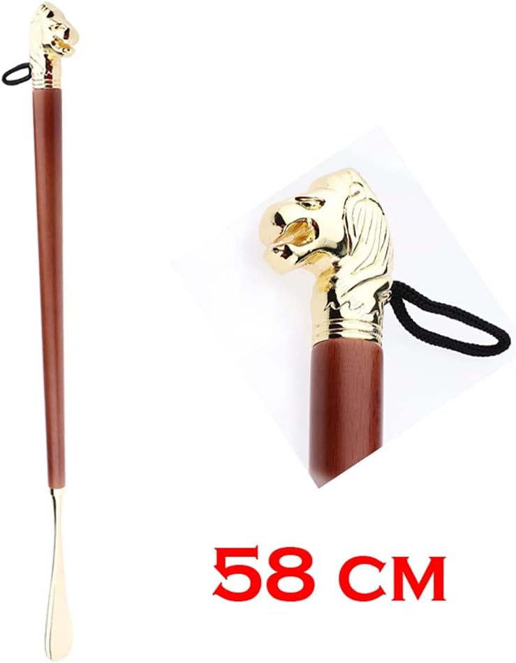 Shoe Horn 58cm Retro Long Metal Shoehorn Brown Wood Handled Lifter Spoon