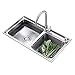 Zlewozmywak Kuchenny Sitko Dozownik Mydła Ociekacz Do Naczyń Zestaw Combo Z Odpływem I Przelewem Do Ociekacza Do Montażu Pod Spodem Topmount Drop-In (Rozmiar: 780X430X220Mm) (780X430X220Mm)