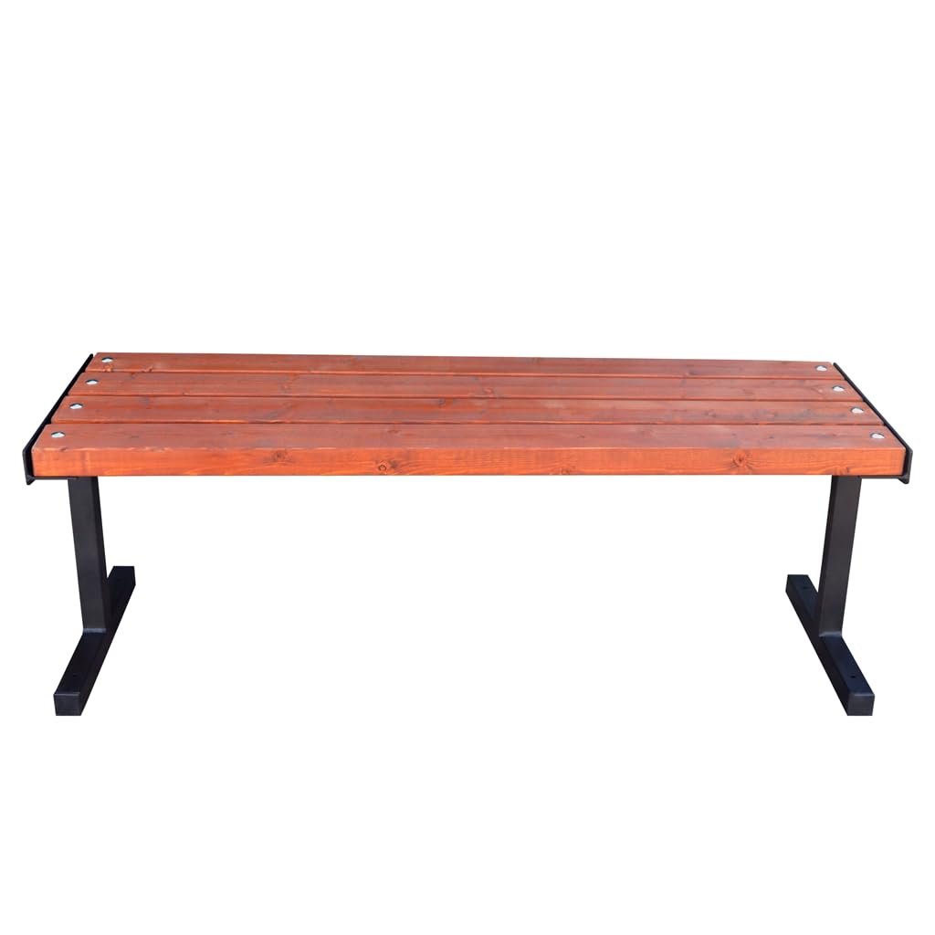 Banc Exterieur de Jardin Résistant aux Intempéries - Banc Bois D’épicéa Scandinave Poncé & Métal Peint par Poudrage - Banquette Capacitéde 350kg (Posener-BO Acajou 125 cm,CE)
