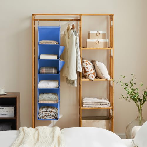 Image of YOUDENOVA Hanging Closet Organizer and Storage, 6-Shelf, Blue