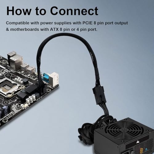 Adaptador de alimentación CPU 8 pin COMeap Cable 34 cm miniatura 6