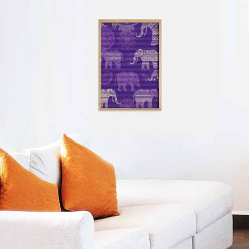 Kit broderie diamant 5D éléphant violet canevas haute définition - 7