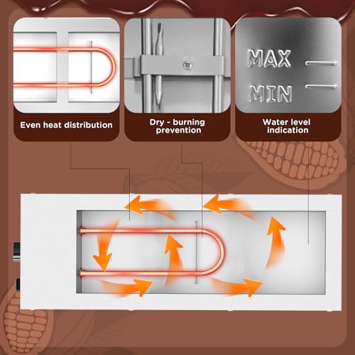 HTTSICHI Chocolate Tempering Machine - Commercial Chocolate Melting Machine w/ 13L Capacity and 86-185℉ Temp Control, 1200W Professional Heated Chocolate Melter w/Stainless Steel Body, 110V,3 Tanks