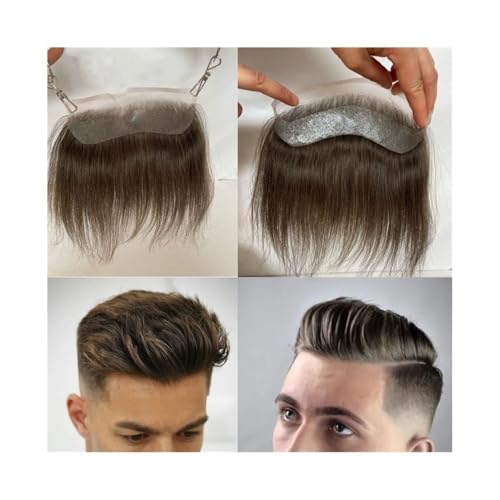 Postiche frontal invisible en dentelle HD 4x18 cm couleur 7# marron pour homme