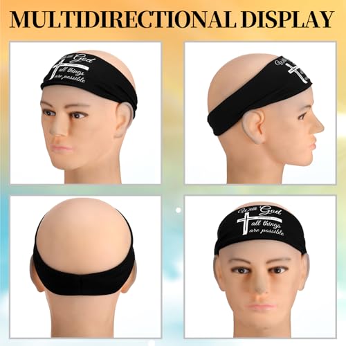 Image of 5 Pcs Christian Athletic Headbands Gifts Cross Headband for Men Women Bible Verse Workout Religious Stretchy Sweat Bands