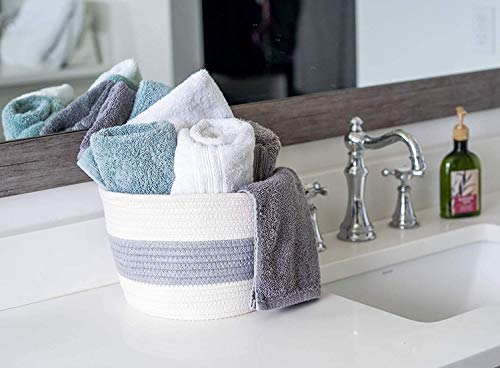 Little Hippo 3 Pcs Big Blanket Basket Living Room - (21"X16") Extra Large Rope Woven Baskets For Storage | 100% Natural Cotton Decorative Toy Basket With Handles | Boho Laundry Basket For Floor #TOP7
