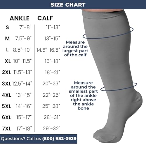 Mojo Compression Socks for Women and Men 20-30mmHg Knee High - Unisex Compression Stockings for Improving Circulation during Travel, Flights, Airplane - Grey, Small - AB201 - Thumbnail 4