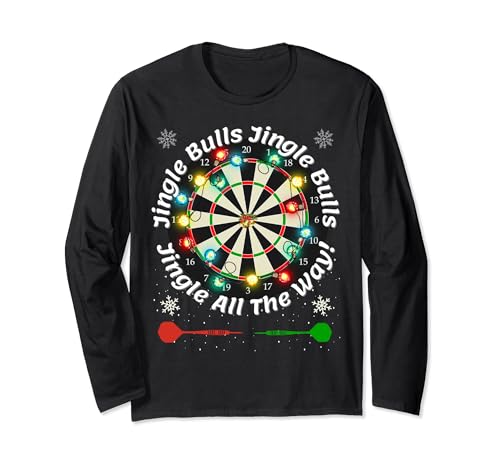 Funny Christmas Darts 'Jingle Bulls All The Way' Xmas Long Sleeve T-Shirt