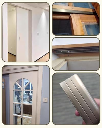 Heavy Duty Barn Door Hardware Kit - Sliding Track System for Pocket & Bypass Doors, Durable Wall-Mounted Solution for Cabinets & Sliding Doors