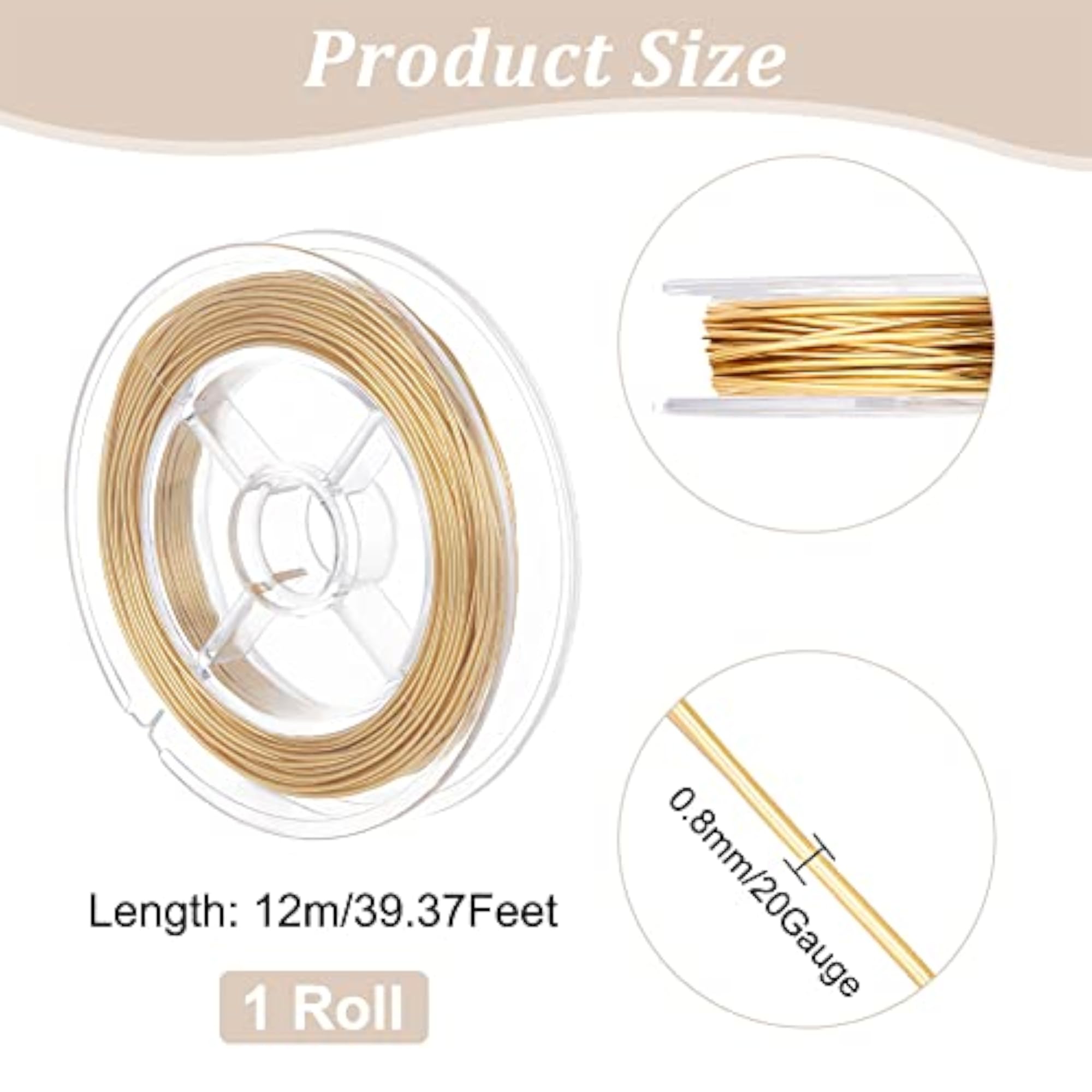 20 Gauge Real 14K Gold Plated Copper Wire, 38FT