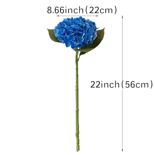 DUYONE 22" Real Soft Touch Hydrangea Artificial Flowers Realistic,Large Long Stem Fake Flowers Full Latex Faux,Wedding Bouquet,Party Home Decor,Garden Office Room Table Centerpieces Klein Blue 3Pcs by DUYONE - Image 3