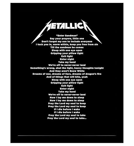 Classic Rock Song Lyrics Wall Art Print, Framed 11x14