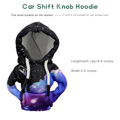 Gdnecad Car Shift Knob Hoodie Cover, Funny Sweater Hoodie Gear Shifter Protector, Fashionable Mini Shirt Gear Shift Stick Protective Cover Interior Decor for Most Vehicles (Starry Sky)