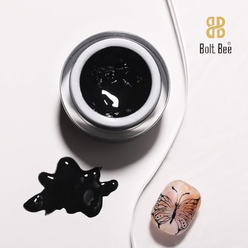 Image of Bolt Bee Professional Painting Gel for Nail Art Gel for Drawing Lines, Monochrome & Colored Designs - Smooth, Highly Pigmented Nail Art (Black, 8g)