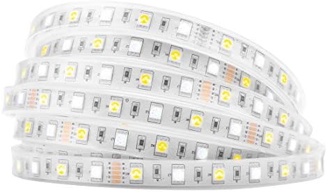 BTF-LIGHTING 5050 RGBW RGB+Warm White(2700K-3000K) 150RGB+150White LED 5m 16.4ft 60LEDs/m Multi-Colored LED Tape Lights IP65 Silicone Coating Waterproof White PCB DC12V for Bedroom Kitchen Decoration