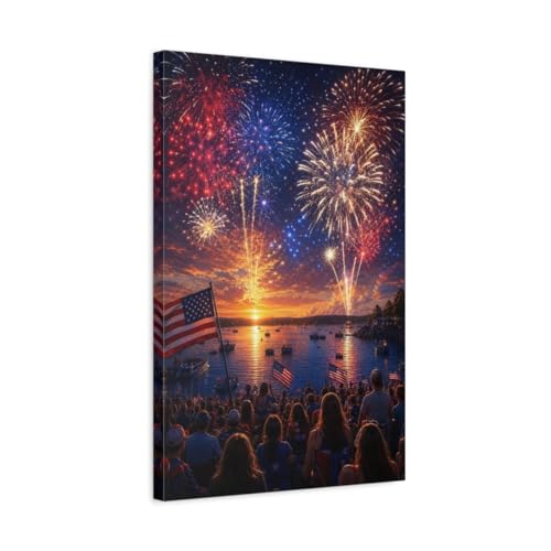 Tableau feux d'artifice pour réveiller un mur blanc salon déco toile verticale 40x60
