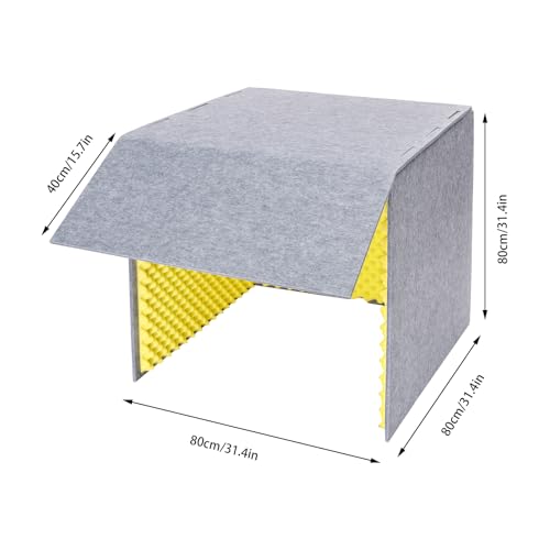 Cubierta Acústica de Escritorio 31" H X 31" W X 31" L Cabina de Grabación Portátil con Doble Aislamiento Acústico para Estudios, Oficinas (Amarillo+Gris) miniatura 2
