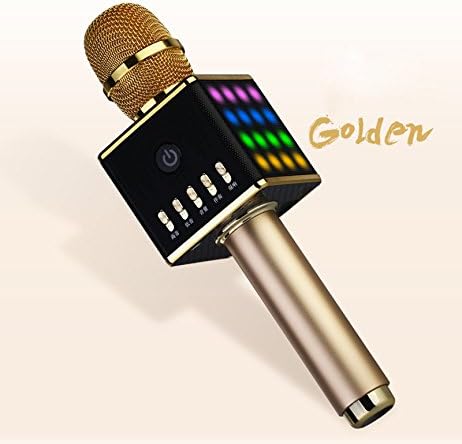 CCLOON Luxury Mental Condenser Wirelss Bluetooth Microphone MIC with Colorful LED Light Double speaker Three layers of filter head Professional Mixer for Studio Broadcasting Youtube Podcasting