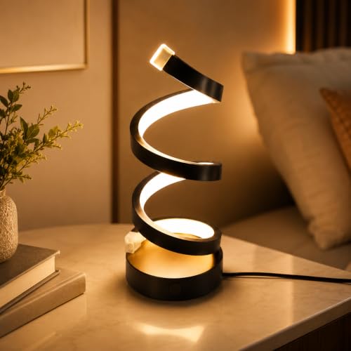 One94Store Spiral Twist LED Table Lamp with On/Off Button, 9 Dimm...