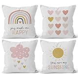 HIWX You Make Me Happy You are My Sunshine Decorative Pillowcase Throw Pillow Cover, Motivational En