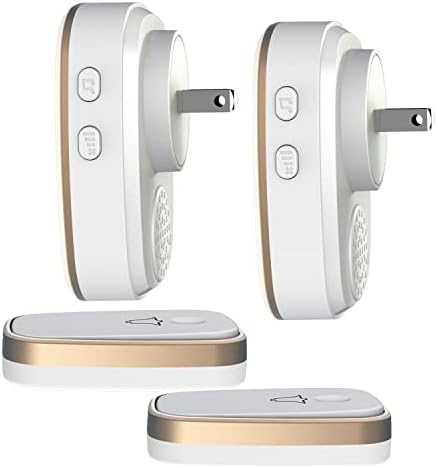 Wireless Doorbell, LUAMB 1,000ft Range Loud Enough with 5 Volume Levels and 52 Chimes LED Flashing,2 Push Button and 2 Receiver.