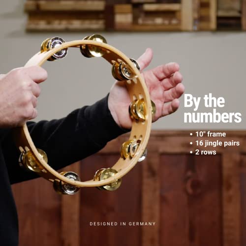 Meinl Percussion Tambourine With Nickel Plated Steel And Solid Brass Jingles, Double Row-Not Made In China-Super Natural Wood Finish, 2-Year Warranty (Ta2M-Snt) #TOP5