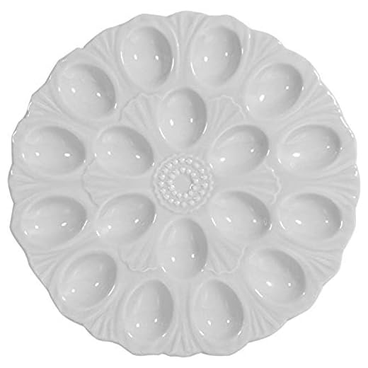 World-Accents White Ceramic 18 Section Deviled Egg Plate, 11" Dia