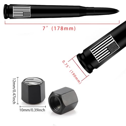 image for HVSTTPK Car Bullet Antenna with Valve Stem Caps for GM Chevy Silverado