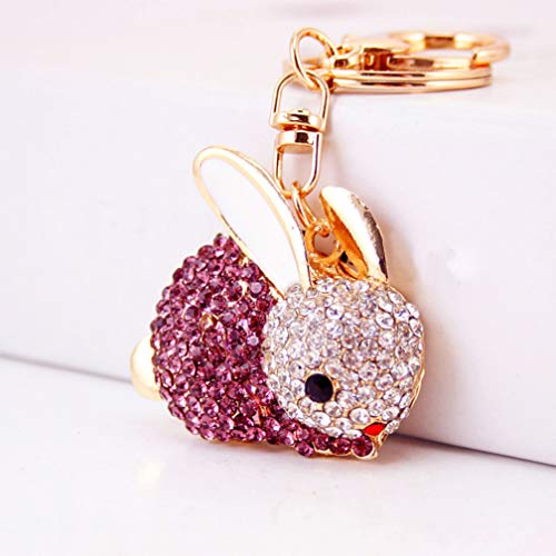 Cute Rabbit Shape Crystal Rhinestone Sparkling Keychain Bag Pendant Handbag Charm for Women Girls