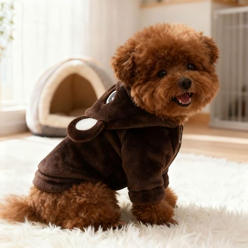 Dog Hoodie with Bear Ears Fleece Dog Sweater for Small Dogs French Bulldog Clothes Puppy Costume for Small Dogs XS Winter Clothes Cozy Pet Fleece for Cats - Image 4