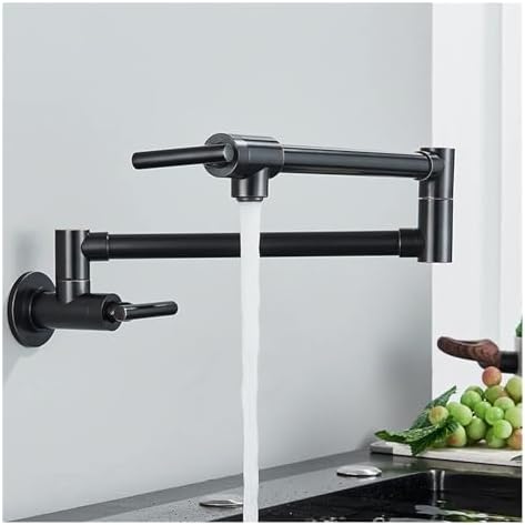 Brushed Nickel Wall Mounted Pot Filler Faucet Chrome Black Brass Kitchen Tap Single Cold Rotating Folding Spout Stylish and Functional Kitchen Sink Accessory
