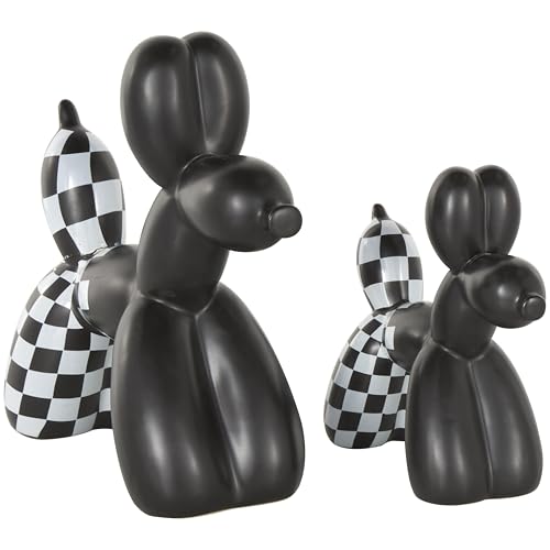 Escultura decorativa perro cerámica negro set 2