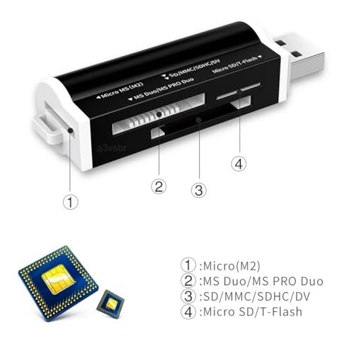 A3vsbr leitor usb multiplo 4 x 1 para cartão de memória micro tf sd hc xc m2 ms pro duo card
