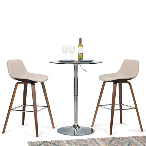Simplihome Randolph Mid Century Modern Bentwood Counter Height Stool (Set Of 2) In Natural Linen Look Fabric #TOP1