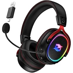 Casco Inalambricos Ps4 Ozeino Cascos Gaming Inalámbricos para PS4 PS5 PC Switch, 2.4GHz Auriculares Inalámbricos con Micrófono Desmontable, Supraaurales Ligeros, Estéreo 7.1, Luces RGB