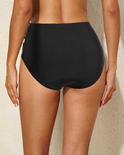 Tempt Me Women High Waisted Bikini Bottom Retro Ruched Swim Bottom Shirred Tankinis Brief2