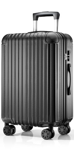ABISTAB Voyager Hartschalen Reisekoffer groß 76x51x30cm, Handgepäck Koffer, Koffer & Trolleys mit 4 Rollen, Zahlenschloss, leicht Rollkoffer, Schwarz