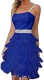  Vagbalena Las Mujeres de Lentejuelas Halter Borla Vestidos de Fiesta de Lentejuelas Vestidos elásticos Vestidos de cóctel Vestidos de Invitados de Boda Formal Vestidos de graduación (Azul,M)