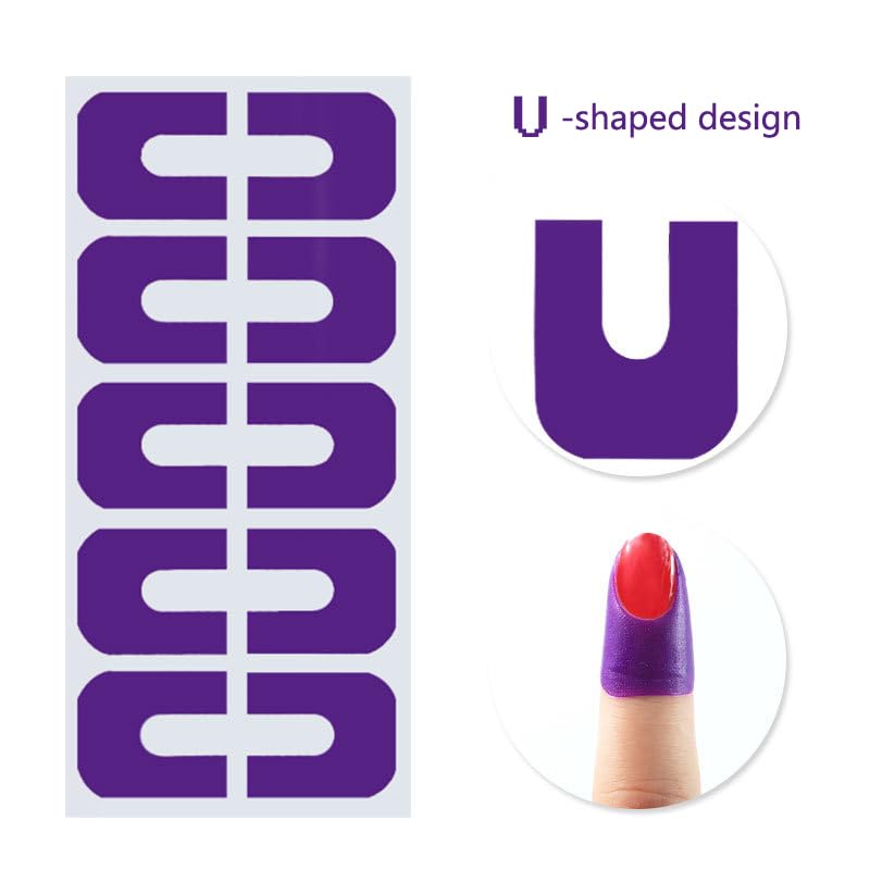 Miniatura 2 de 7 hojas de 70 piezas de protector de uñas en forma de U, adhesivo de gel para dedos, plástico suave, protector de pintura de uñas francés, a prueba