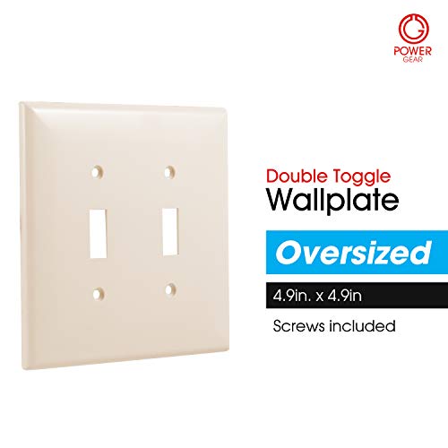 image for Power Gear, Light Almond, Double Toggle Oversized Wall Plate Cover, 2 