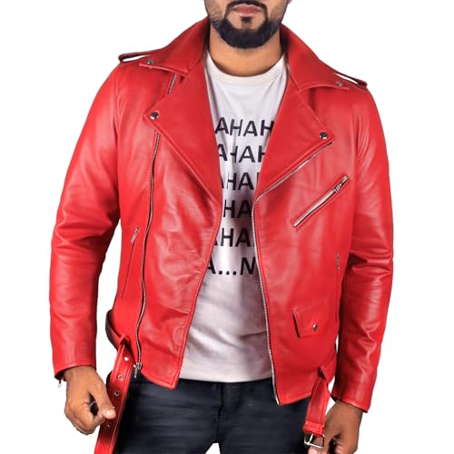 Laverapelle Men's Genuine Lambskin Leather Jacket (Red, Medium, Cotton Lining) - 1501532