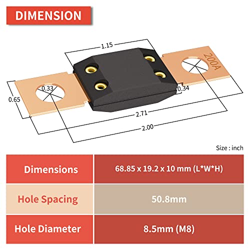 Joinfworld 3Pcs Mega/Amg 200A Fuse, High Current Bolt Mount Automotive Fuse For Cars, Trucks, Construction Vehicles, Buses, Caravan Cars, Boats #TOP1