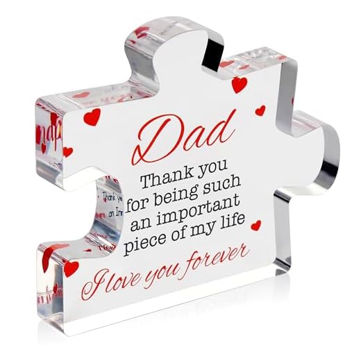 VELENTI Fathers Day Dad Birthday Gift - Engraved Acrylic Block Puzzle Gifts for Dad 3.35 x 2.76 inch - Cool Father's Day Presents from Daughter, Son, Mom - Heartwarming Men Birthday Gift, Ideas
