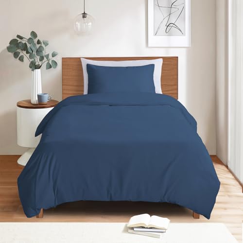 Image of Mejoroom Navy Twin Duvet Cover - Soft and Breathable Twin Bedding Sets with Zipper Closure, 2Pieces, 1 Duvet Cover (68x90) and 1 Pillow case(20x26)