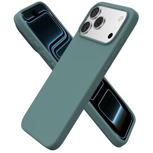 Image of ORNARTO Compatible with iPhone 17 Pro Max Case 6.9 inch, Slim Liquid Silicone 3 Layers Soft Gel Rubber Shockproof Protective Cover with Anti-Scratch Microfiber Lining-Pine Green