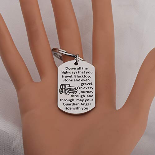 Fustmw Drive Safe Gift Keychain May Your Guardian Angel Ride With You Car Lover Gift (Silver) #TOP4