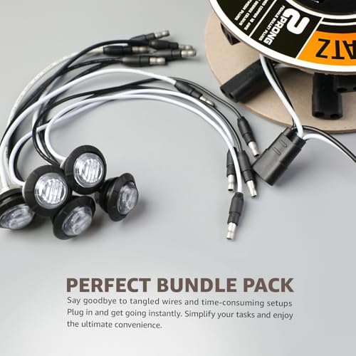 MADCATZ 50 Pcs 3/4" LED Clear Lens Amber Marker Lights 3LED with Bullet Connector Plug + 2 Prong Continuous Wire Harness Roll, 50 Female Plugs - 6.5 inch for Truck Trailer Pickup 12V DC by MADCATZ - Image 3