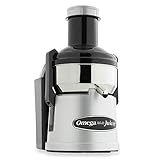 Omega BMJ330 Mega Mouth Juicer with Extra Large Feed Chute For Larger Portions of Fruits & Vegetables Pulp Ejection with Pulp Catch Bucket, 375W, Silver