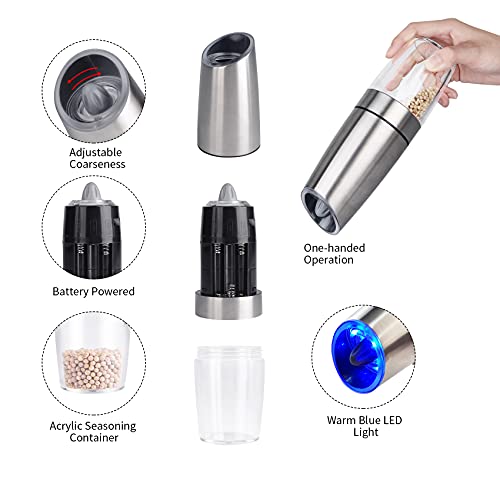 Savorliving Gravity Electric Pepper Grinder With Adjustable Coarseness ,One Handed Operation Salt Mill Grinder #TOP3