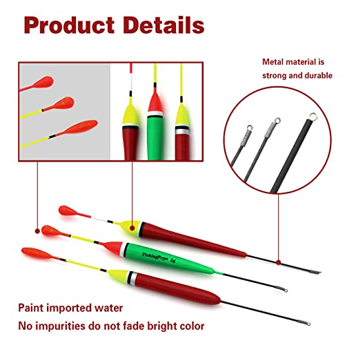 FishingPepo Slip Bobbers Fishing Floats and Bobbers Wooden Fishing Slip Bobbers for Crappie Panfish Bass Trout Pike Balsa Crappie Tackle Accessories (1/6oz(5g)-Ten Styles)